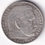 Germany 2 Reichsmark 1939 Paul von Hindenburg Berlin Mint Silver Coin - Image 2