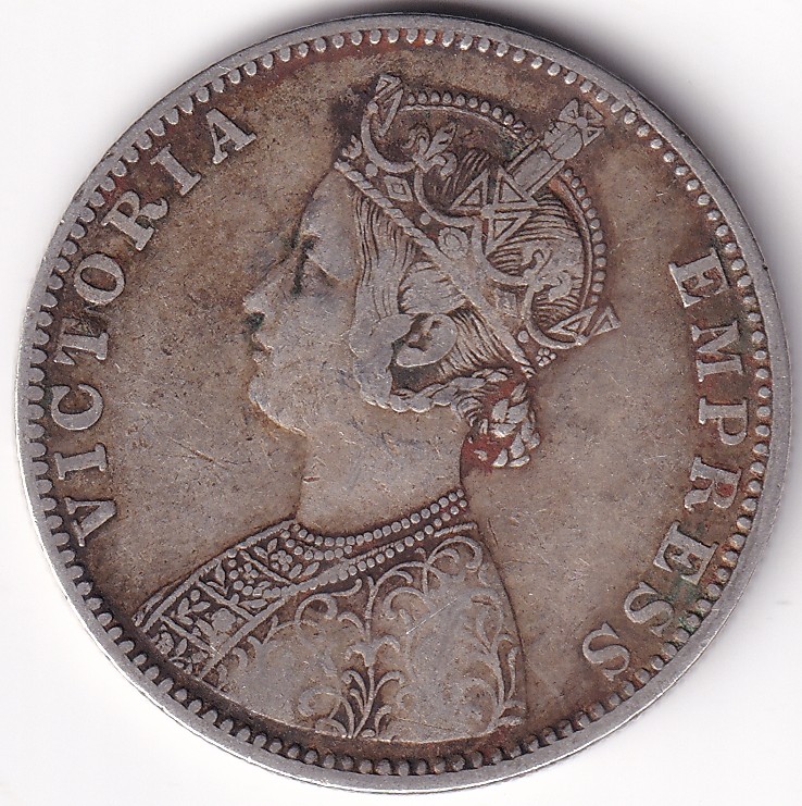 IMG_0014 British India 1 Rupee 1889 Victoria Silver Coin - Image 2