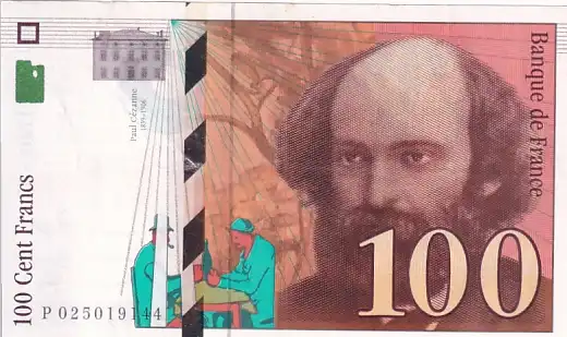 IMG_0017 100 Francs of France of 1997 Paul Cezanne Very Fine Note sku002 - Image 1