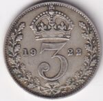 United Kingdom 1922 British Silver Threepence Coin