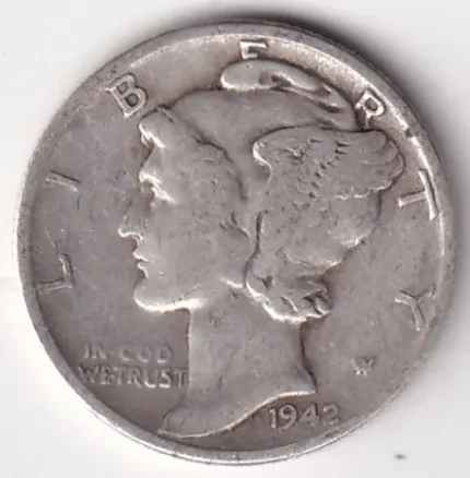 Philadelphia Mint 1 Dime of 1942 of United States Silver Coin