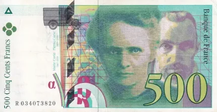 500 Francs of France of 1995 Marie Curie and Pierre Curie Note