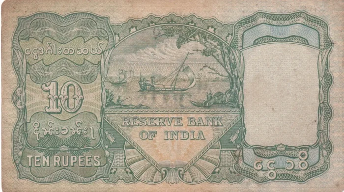 10 Rupees Signed by J B Taylor Burma Issue Note - Image 2