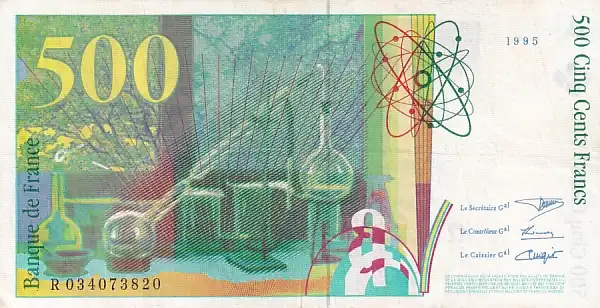 IMG_0024 500 Francs of France of 1995 Marie Curie and Pierre Curie Note - Image 2