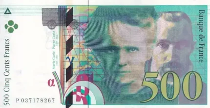 500 Francs of France of 1998 Marie Curie and Pierre Curie Note