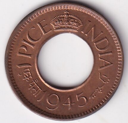 British India 1 Pice of 1945 of Bronze Unc Coin