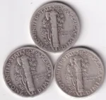 Three Different Mint 1 Dime of 1944 of United States Silver Coins - Image 2