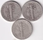 Three Different Mint 1 Dime of 1945 of United States Silver Coins - Image 2
