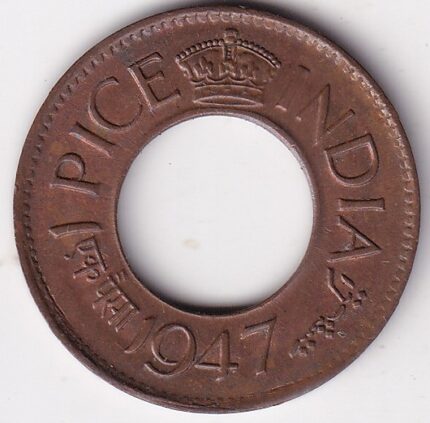 British India 1 Pice of 1947 of Bronze Unc Coin