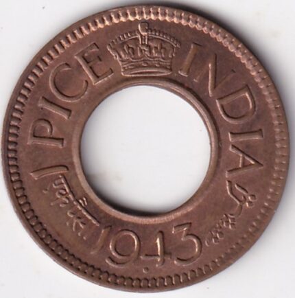 British India 1 Pice of 1943 of Bronze Unc Coin