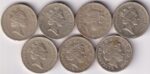 United Kingdom 1 Pound Seven Different Nickel Brass Coins Collection - Image 2