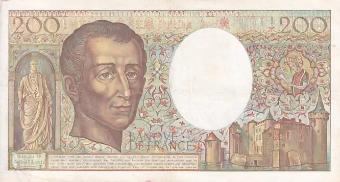 IMG_0030 200 Francs of France 1981-1992 of Montesquieu Big Size Note - Image 2