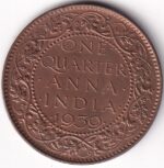 British India One Quarter Anna of 1939 Unc Coin