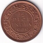 British India Half Pice of 1939 of Bronze Unc Coin