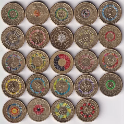 Australia $2 Colour Coin Collection – Set of 24 Different Designs
