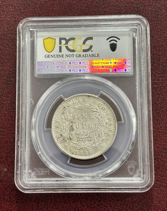 PCGS 1840 One Rupee Scratch Unc Detail Graded Coin - Image 2