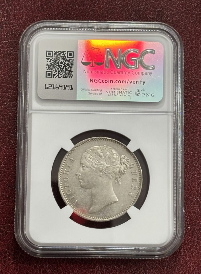 NGC Graded AU 58 One Rupee 1840 Silver Coin - Image 2