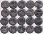 Commemorative Issue of Sri Lanka of Ten Rupees Twenty Different Stainless Steel Coins Set