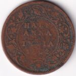 Half Anna 1862 Victoria Queen Copper Coin