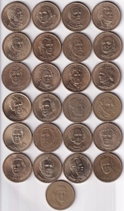 United States Presidential 1 Dollar 25 Different Coins Set
