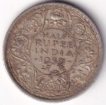 Bombay Mint 1939 Half Rupee King George VI Silver Coin