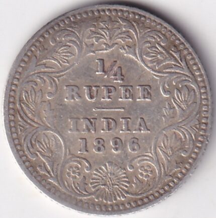 Silver Quarter Rupee of 1896 of Victoria Empress Coin