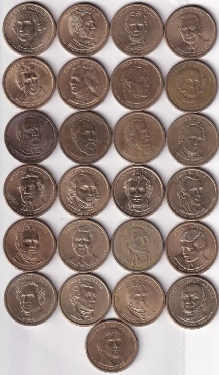 United States Presidential One Dollar 25 Different Coins Set
