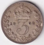 3 Pence of United Kingdom of 1902 of Edward VII Silver Coin