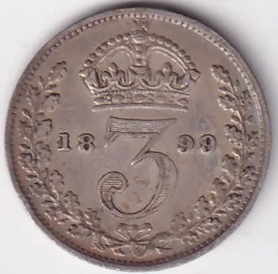 3 Pence of United Kingdom of 1899 of Victoria Silver Coin