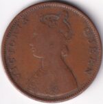 British India Half Anna 1862 Victoria Queen Copper Coin - Image 2