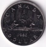 Canada One Dollar 1980 Nickel Unc Coin