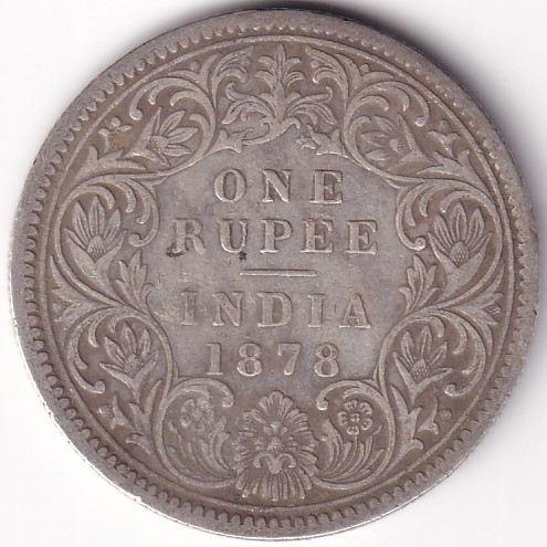 IMG_0007 British India One Rupee 1878 Silver Victoria Empress Coin - Image 1