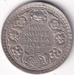 British India Half Rupee 1943 Bombay Mint Silver Coin