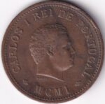 1/2 Tanga of Portuguese India of 1901 Bronze Lisboa Mint Coin
