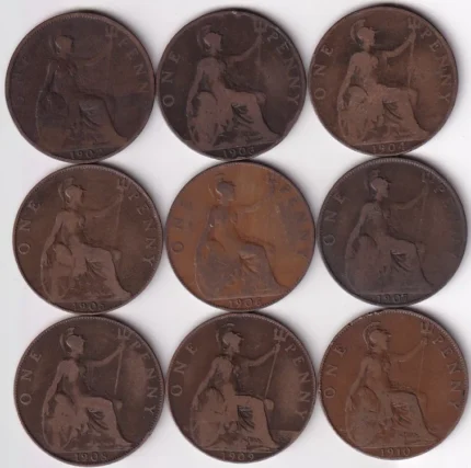 One Penny 1902 to 1910 of United Kingdom of Bronze Coin