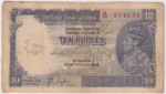 British India 10 Rupees JB Taylor 1938 Note
