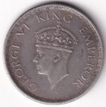 Half Rupee 1939 British India of King George VI Mature Head Silver Coin - Image 3