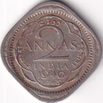 Calcutta Mint 2 Annas 1940 Copper Nickel Coin