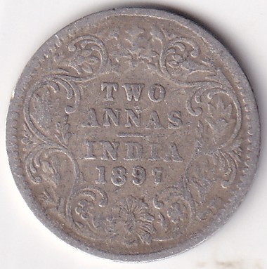 Two Annas of 1897 of Victoria Empress Silver Coin