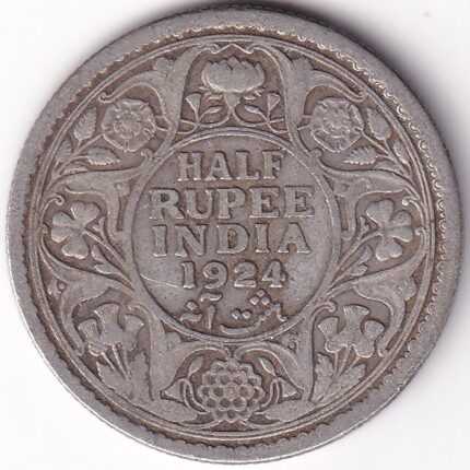 Half Rupee 1924 Calcutta Mint Silver Coin