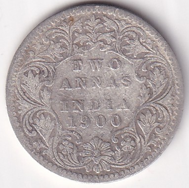 Two Annas of 1900 of Victoria Empress Silver Coin