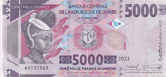IMG_0041 5000 Francs of 2022 of Guinea Unc Note - Image 1