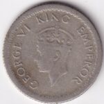 Silver 1/4 Rupee 1943 King George VI Calcutta Mint Coin - Image 2