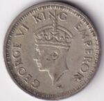 Silver 1/4 Rupee 1944 King George VI Bombay Mint Coin - Image 2