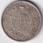 Silver 1/4 Rupee 1940 King George VI Bombay Mint Coin