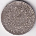 Silver 1/4 Rupee 1944 King George VI Lahore Mint Coin
