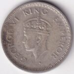 Silver 1/4 Rupee 1944 King George VI Lahore Mint Coin - Image 2
