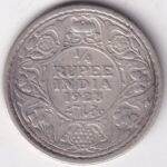 Silver Quarter Rupee of George V of 1928 Coin