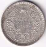 One Rupee 1943 British India Silver Coin