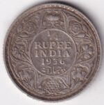 Silver Quarter Rupee of George V of 1936 Bombay Mint Coin